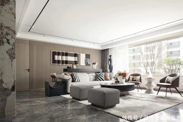 拘束感|124㎡平港式风三口之家,开放式布局没有传统客厅的“拘束感”