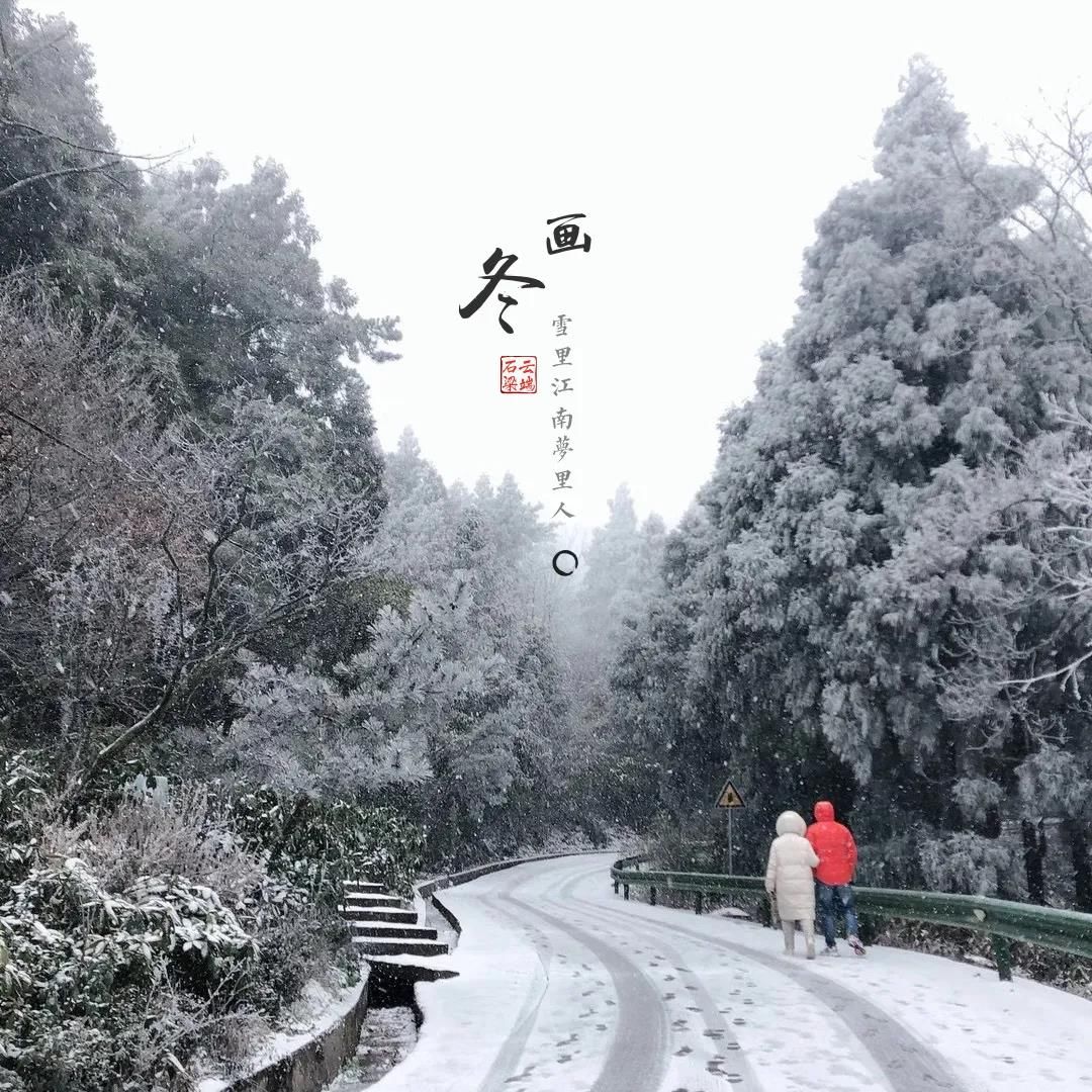 石梁美|一场初雪，天台石梁美成了画中仙~