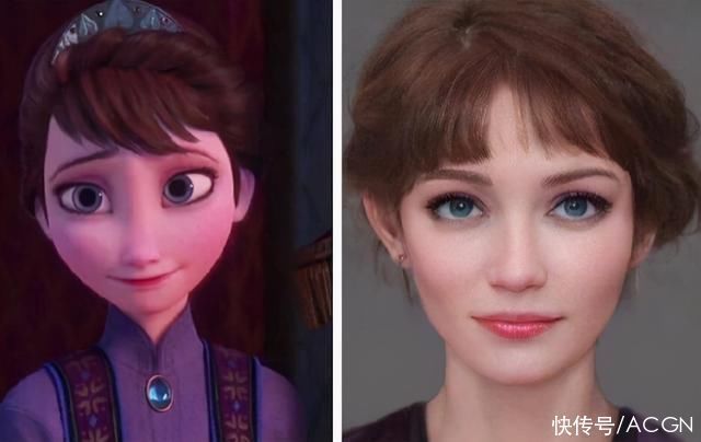 真人化|感觉冰雪奇缘这类动画还是不适合真人化啊,就算AI合成也差点意思