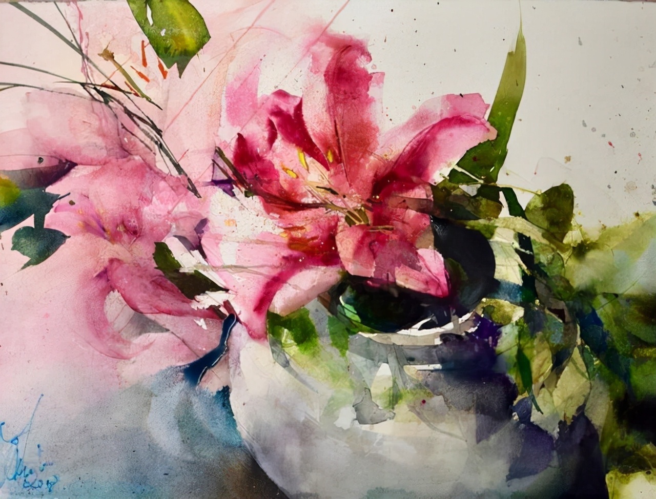 Elke&水彩画家Elke笔下的花花世界浓墨重彩之中隐去了繁花的具象(一)