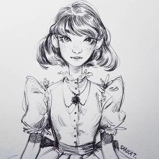 大动态|最怕长的美,还会画画的女孩子,这才是速写该有的线条啊