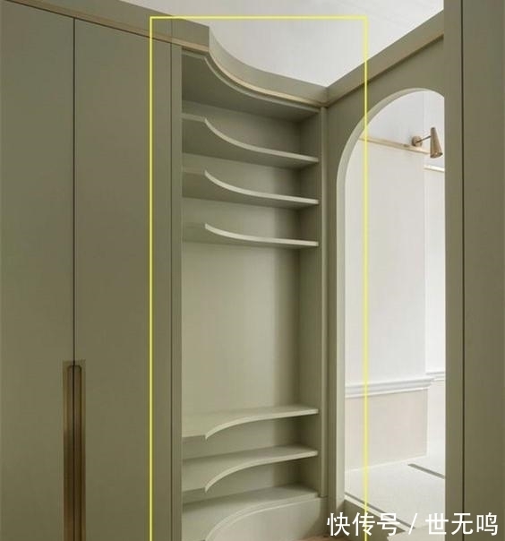 收纳柜|学他家,收纳柜不靠墙,外侧再做180弧形柜,多2收纳空间不止