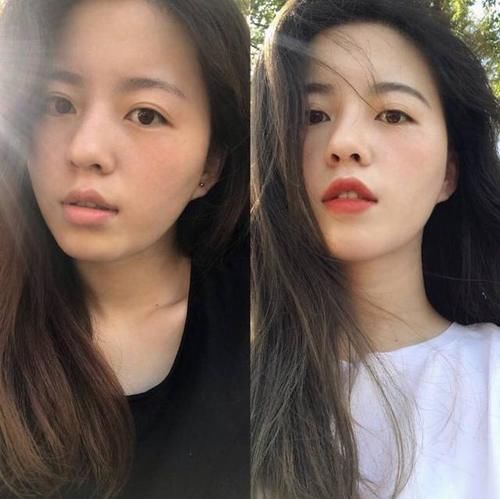 女大学生化妆前VS化妆后，效果堪比整容，男朋友看不出是同一人