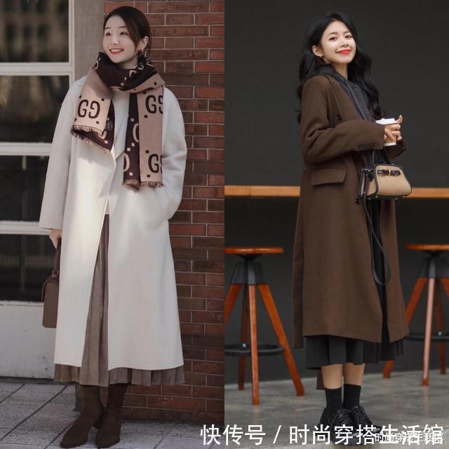 +裤裙 肤色暗黄女人,春天这样穿“大衣+裤裙”,洋气又显白,你买了吗