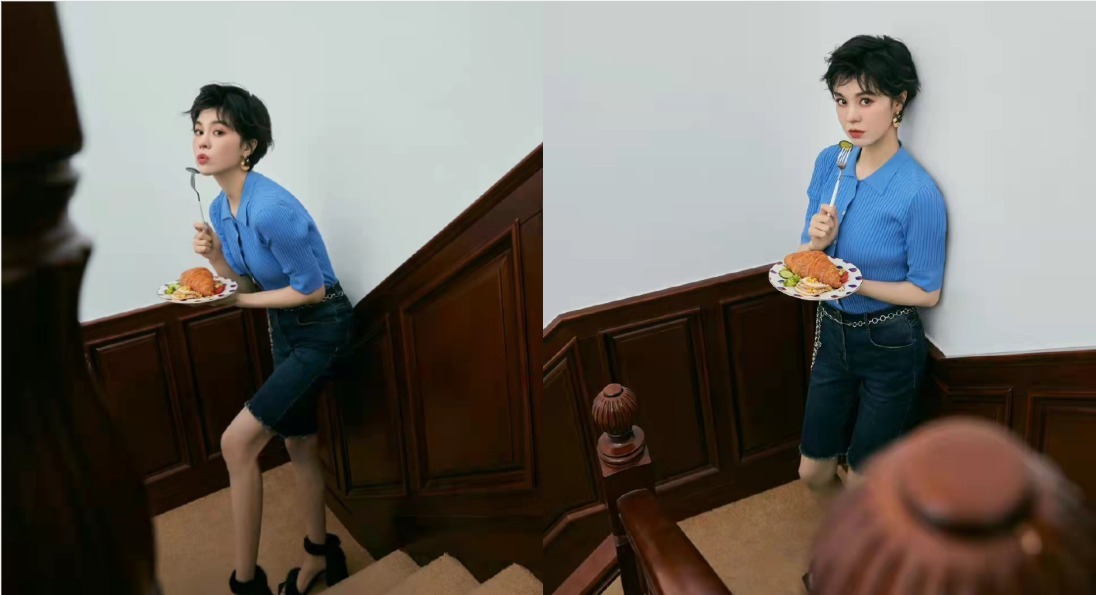 美眉 郁可唯真“挺节俭”, 针织衫都起球了还不换, 幸好版型够高级