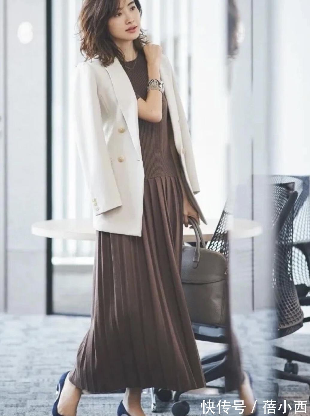 半身裙|“西装”才是全球通用的单品,学日系博主这样穿,体面优雅又大气