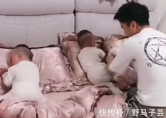奶爸|超级奶爸哄三胞胎宝宝睡觉,最后直接撂挑子,网友:累并快乐着!
