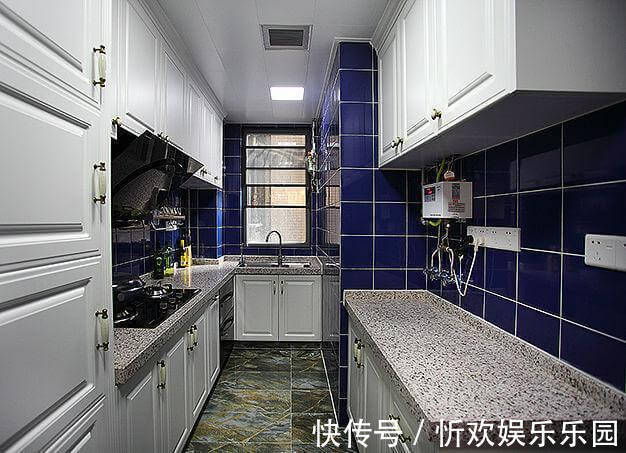 飘窗|全屋9万装新中式,只用蓝色木线装吊顶,照样轻奢又大气