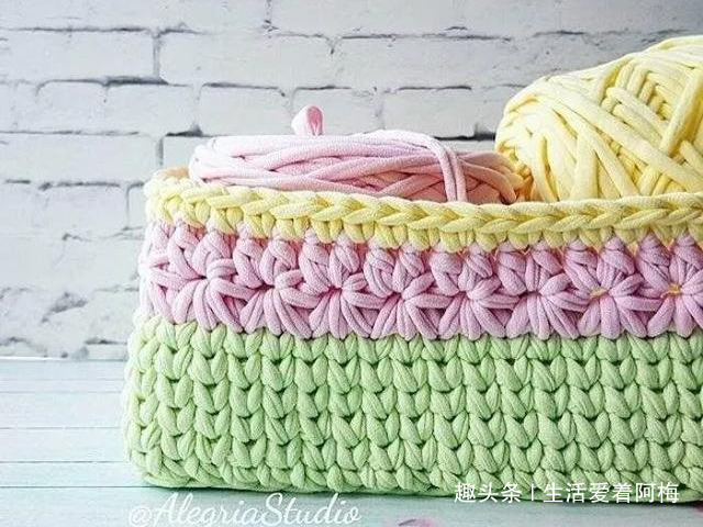 布条这样钩织，快速变收纳筐，放家里不好用吗DIY编织附教程