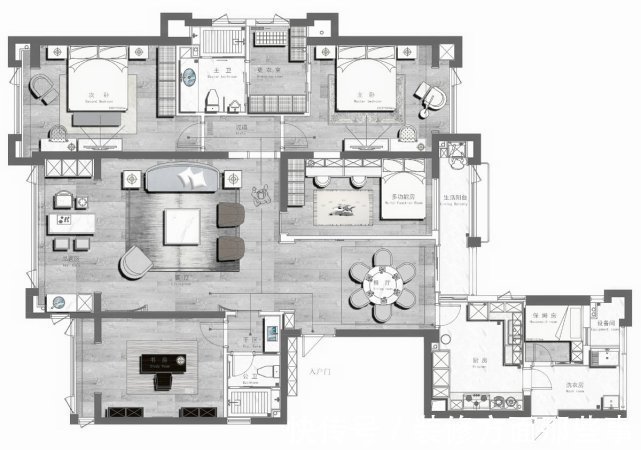 四居室|180平现代轻奢风四居室一切随心,用心去感悟空间
