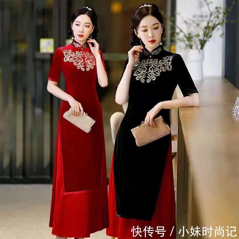 女子|秋冬时尚款优雅金丝绒现代改良旗袍,穿出的是味道,描摹的是风情