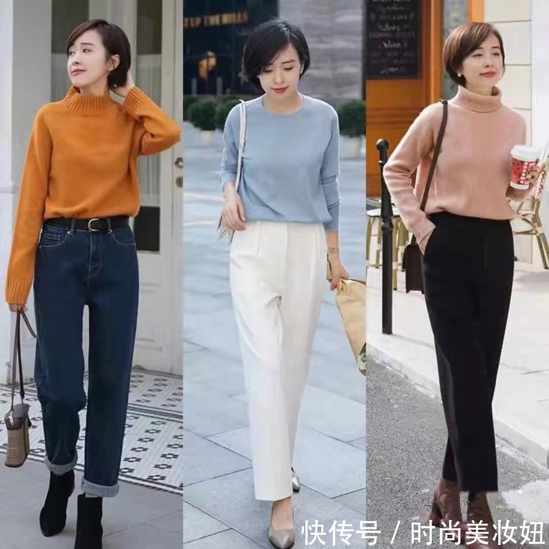 纯色|秋冬万能的毛衣搭配公式,简单易学,40岁轻松穿出优雅高级感