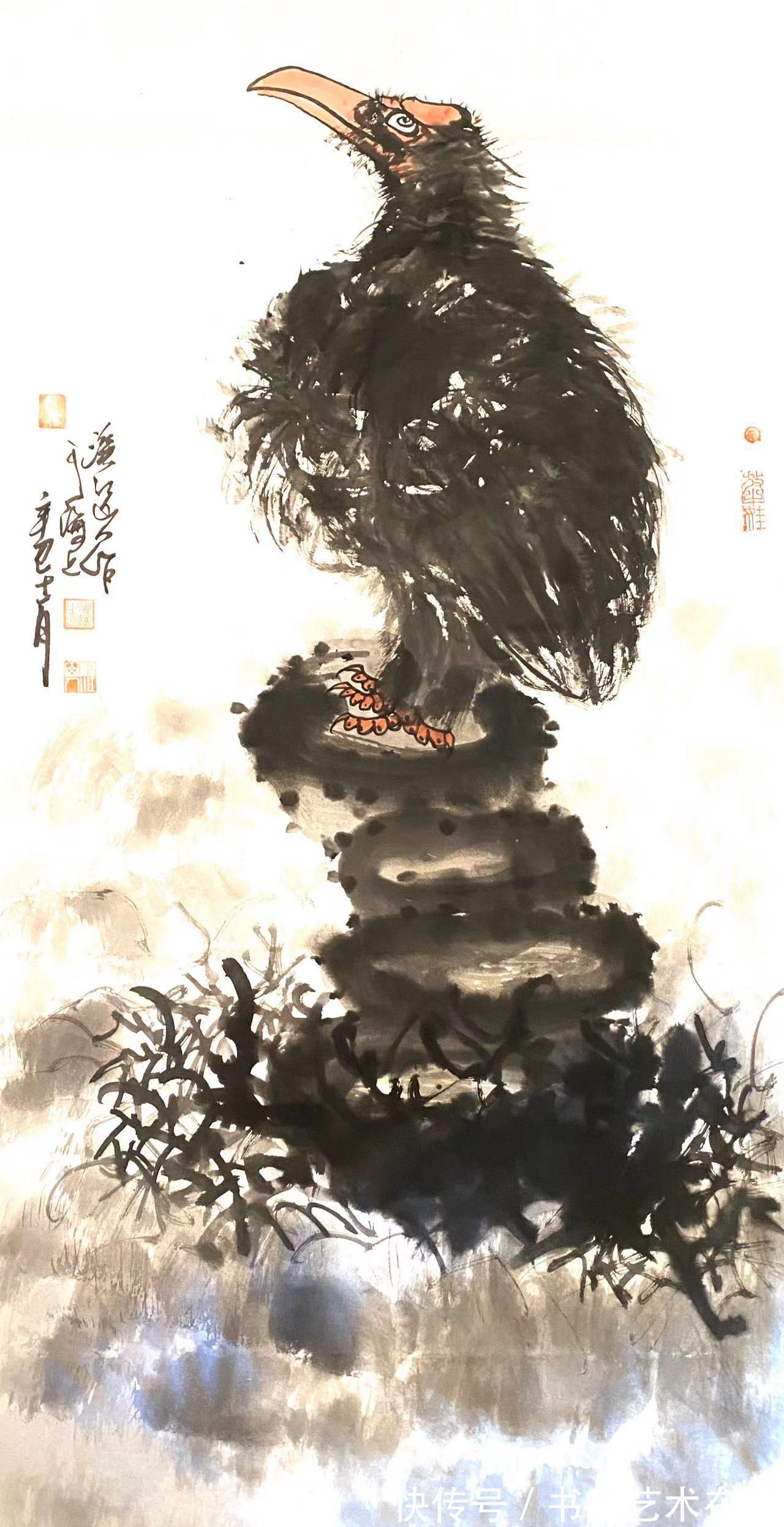 国画&著名国画大家朱祖国,以鹰画而闻名于世,受到众多名家称赞
