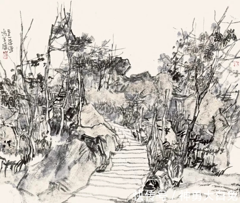 山水画$辛丑写生|甘肃画院李伟水墨山水画