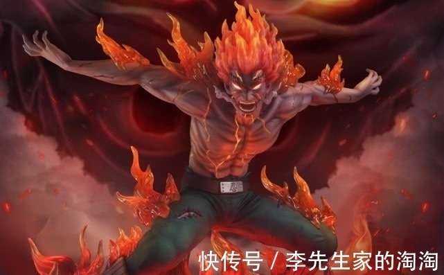 八门|火影凯开启八门的手办,全身都在燃烧,身上的裂纹让人心痛