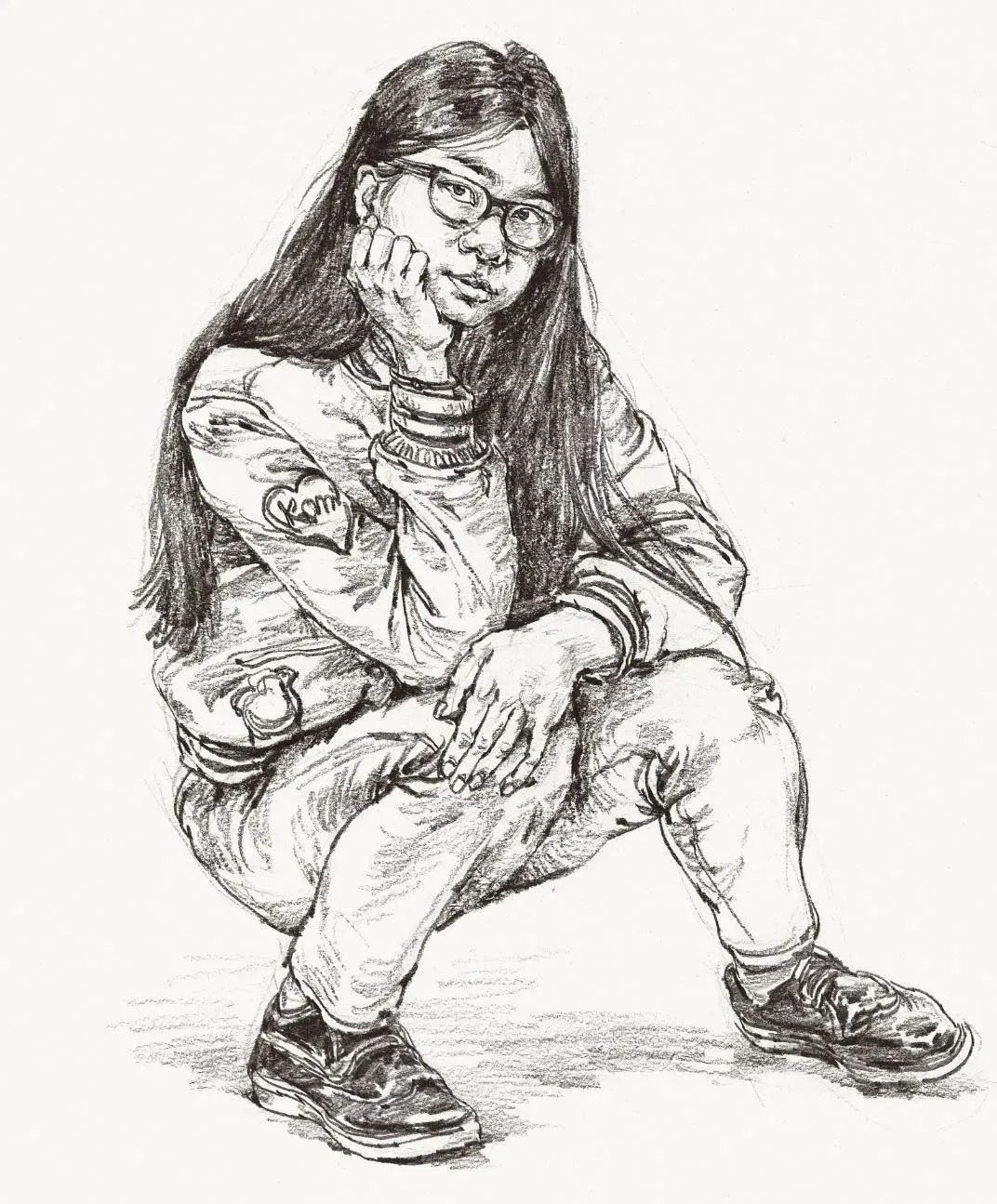 衣褶$你画的蹲姿动态速写是不是很容易“扑街”?