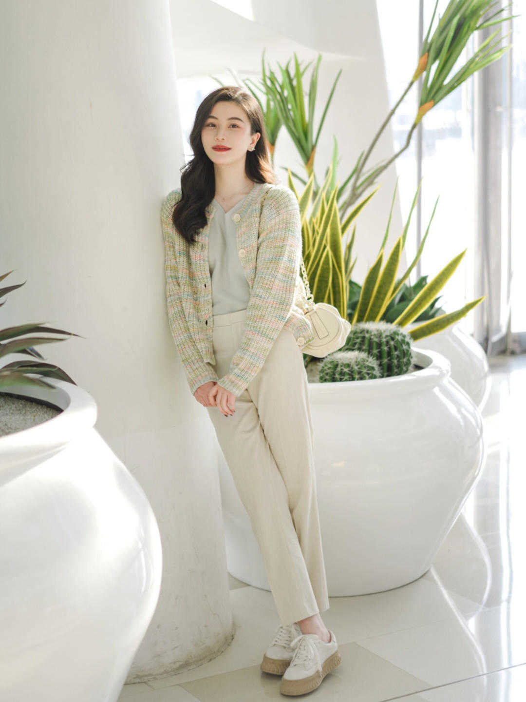 西装裤 要想文艺温婉并存,选择针织开衫啊!文艺清新温婉知性