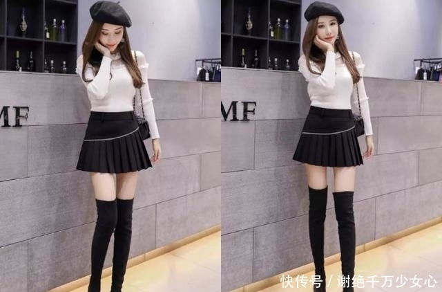 半身裙|长筒靴搭配半身裙,小个子女生这样穿显高又显瘦!
