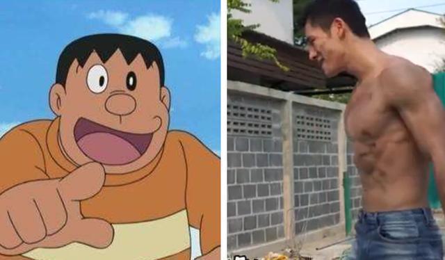 肌肉男|哆啦A梦真人版静香和大雄身份转换，看到小夫的样子心都碎了