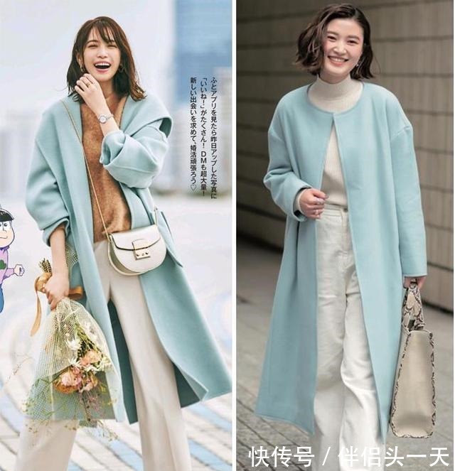 女人味 大衣别买黑色了，今冬流行浅蓝色，减龄优雅又不失温柔女人味！