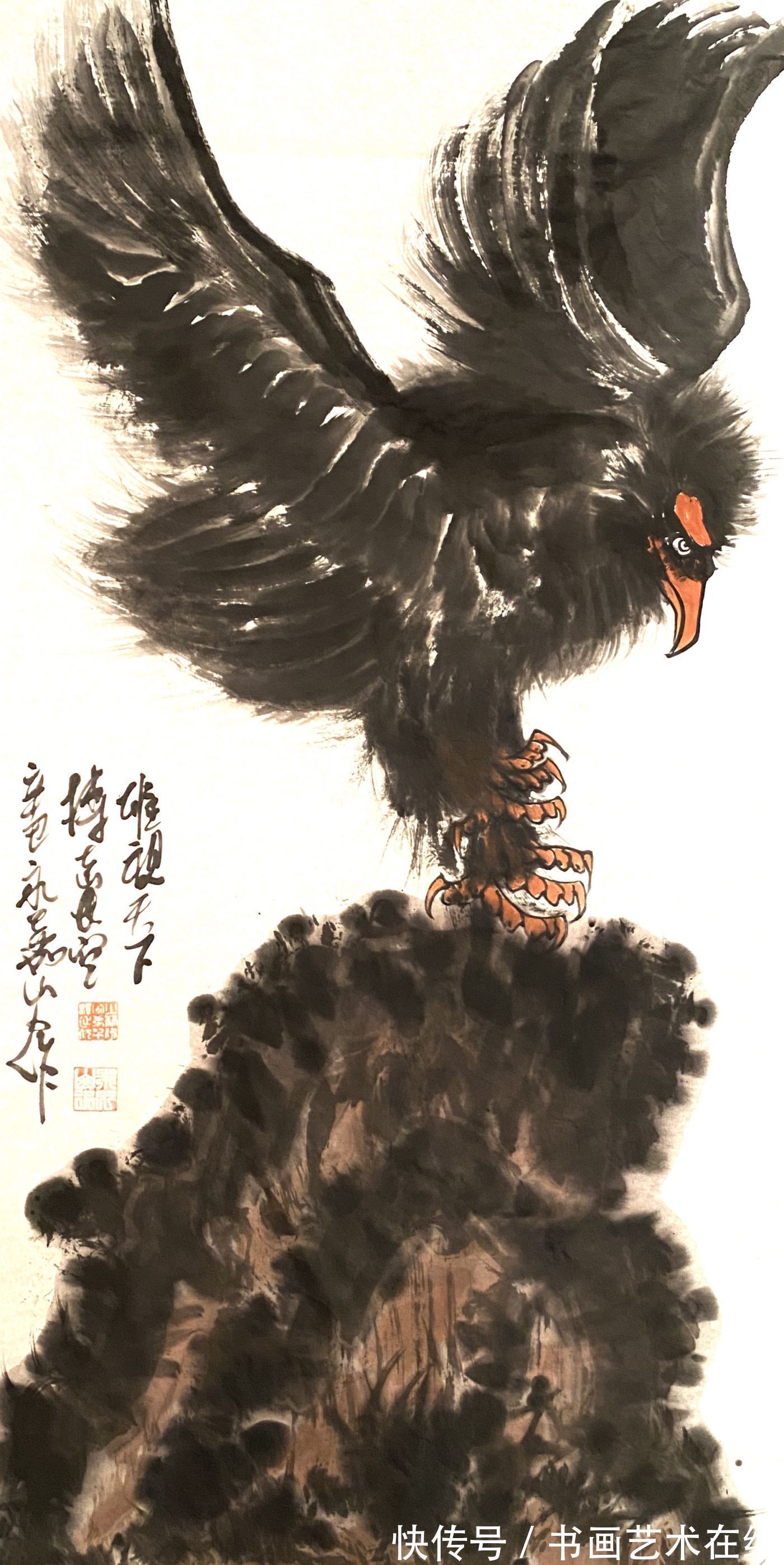 国画家#国画家、画鹰大家、指墨画艺术大师朱祖国——从未停止过对艺术的追求与探索