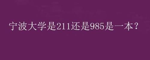 宁波大学是211还是985是一本？