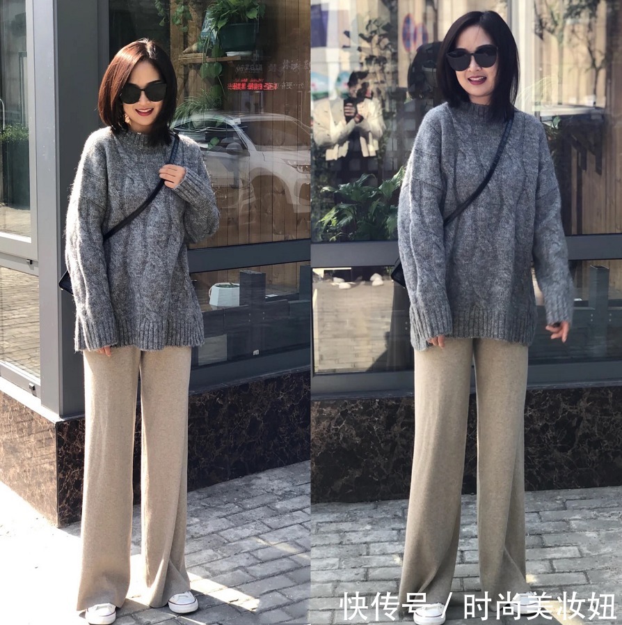 通身 “针织衫+阔腿裤”更有气质,借鉴这4种穿搭术,穿出高级时尚感