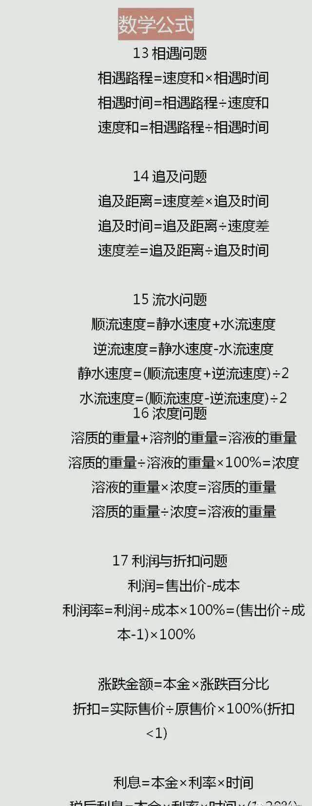 1-9年级数学公式汇总大全，再不为孩子收藏就晚了！