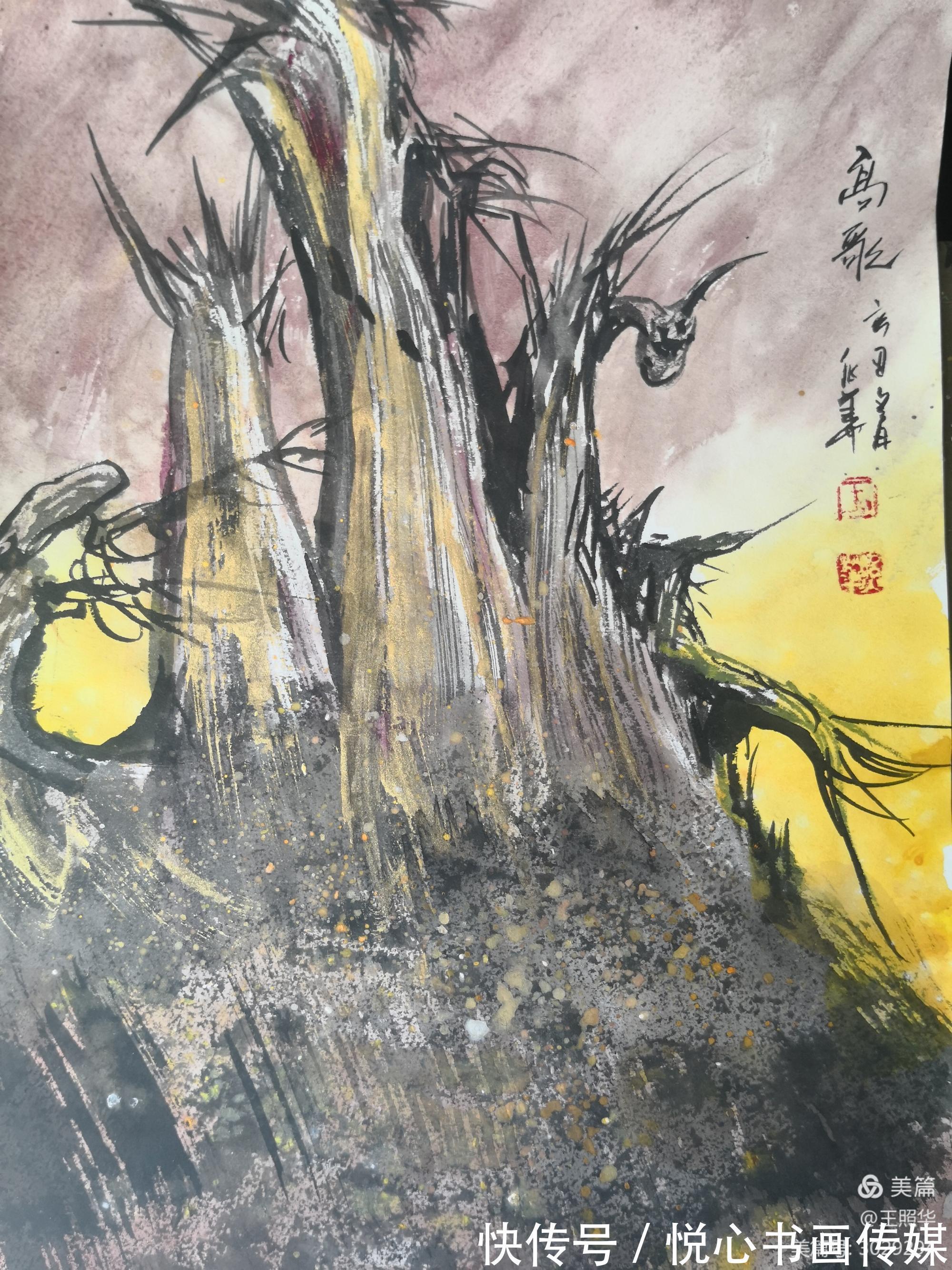 大漠英雄!中国鹰王、胡杨大师王照华虎年迎春新作《大漠英雄》