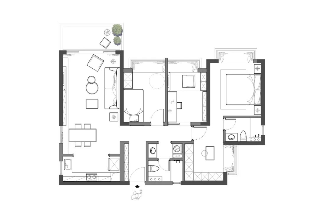 干湿分区|118㎡现代简约风三居,月球元素的运用、太空舱书房的设计,有趣
