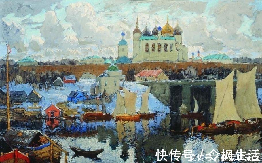 油画$俄罗斯印象派画家，康斯坦丁诺维奇加勒巴多夫，油画作品欣赏