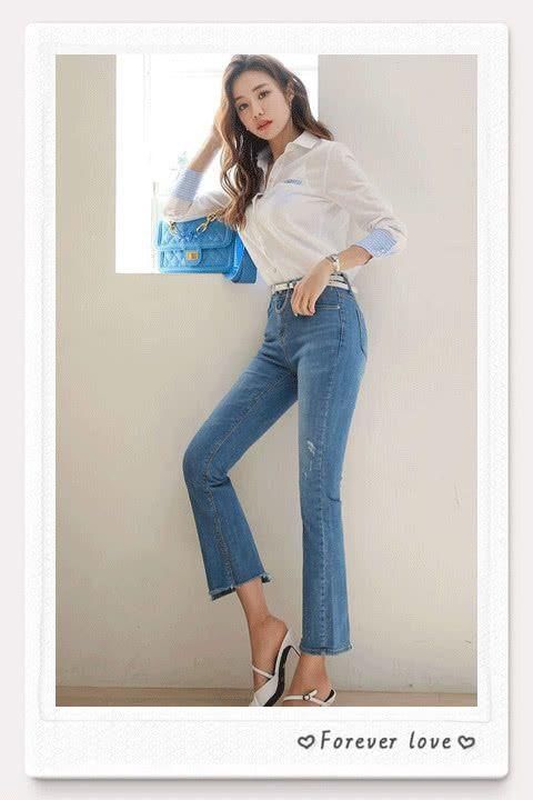 紧身 紧身牛仔裤装扮时尚简单,大方又显气质和个性,展现你的好身材!