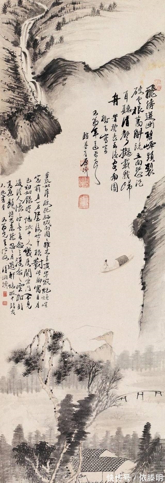 花鸟画@石涛,八大感时花溅泪,恨别鸟惊心的悲怆之情只能通过笔画于纸上