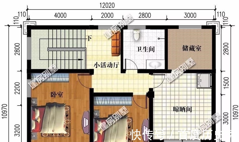 主卧室|建在江苏农村的两栋别墅户型，第二栋是当之无愧的豪宅！