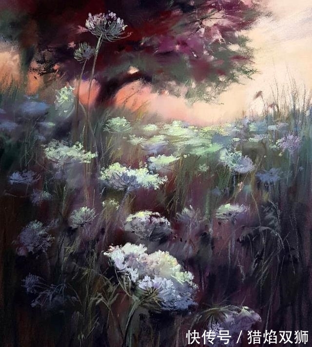 粉画#他可以赋予花卉作品不同的质感,那种柔和自美,赏心悦目!