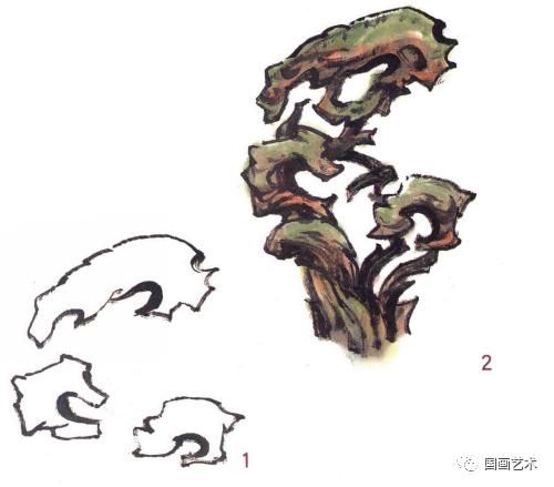  石之|牡丹配湖石怎么画？