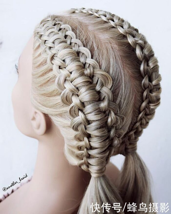 网红达人|65张编发照片,这哪是编头发分明是画画,图3这发型一次要半天