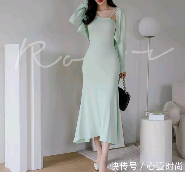 时尚|女神孙允珠高清时尚搭配:希腊风复古女神烟绿薄荷长裙