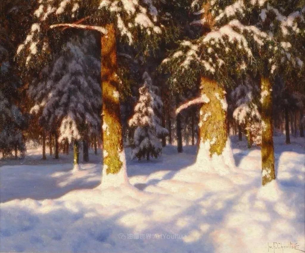 艺术家@这位俄罗斯画家,不愧为光与雪的大师!