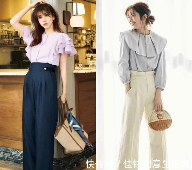 色系 初秋流行这样一组穿搭“衬衫+阔腿裤”,简单高级还不挑人!