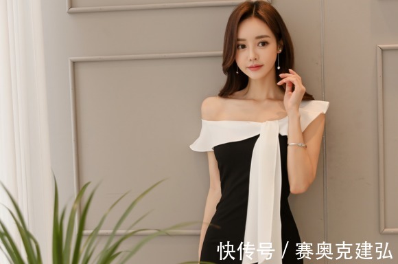 温德米尔|女神孙允珠高清时尚搭配：温德米尔斜肩花结贵族花瓶裙