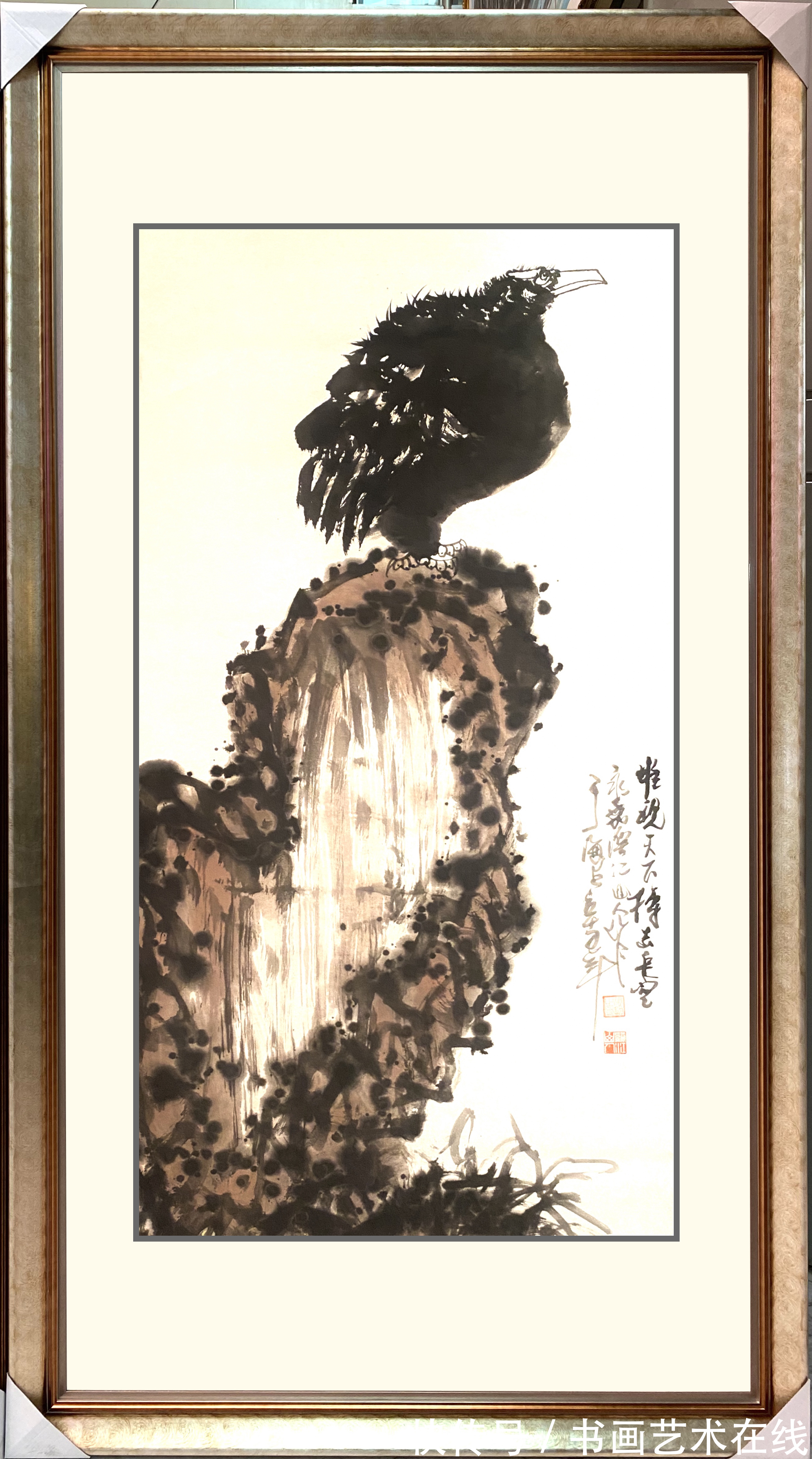 鹰石图!朱祖国为何能在当代画鹰千万家中独领风骚