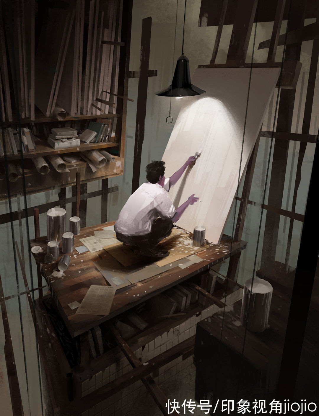 jiojio$粗犷笔触的CG插画艺术，每一幅画都很有故事感，色感超强