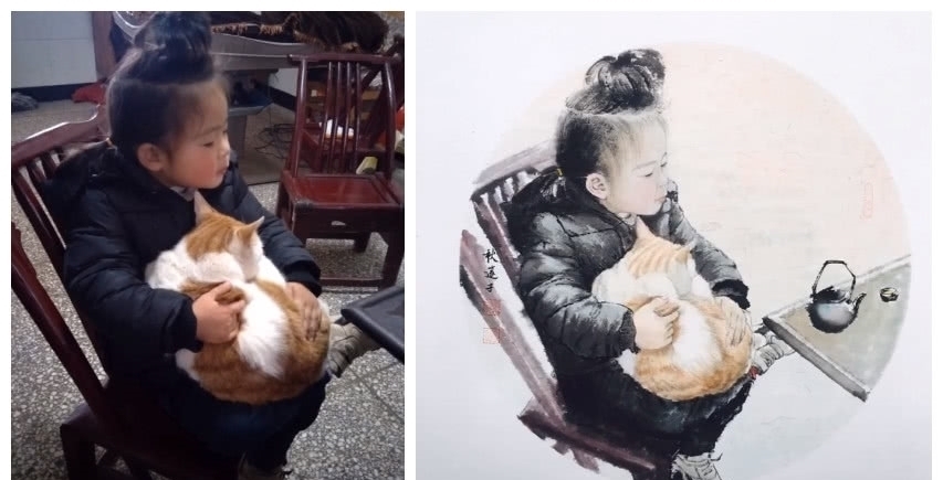 照片$美术生当了妈照样秀,看到她画的女儿,网友:比照片带劲多了