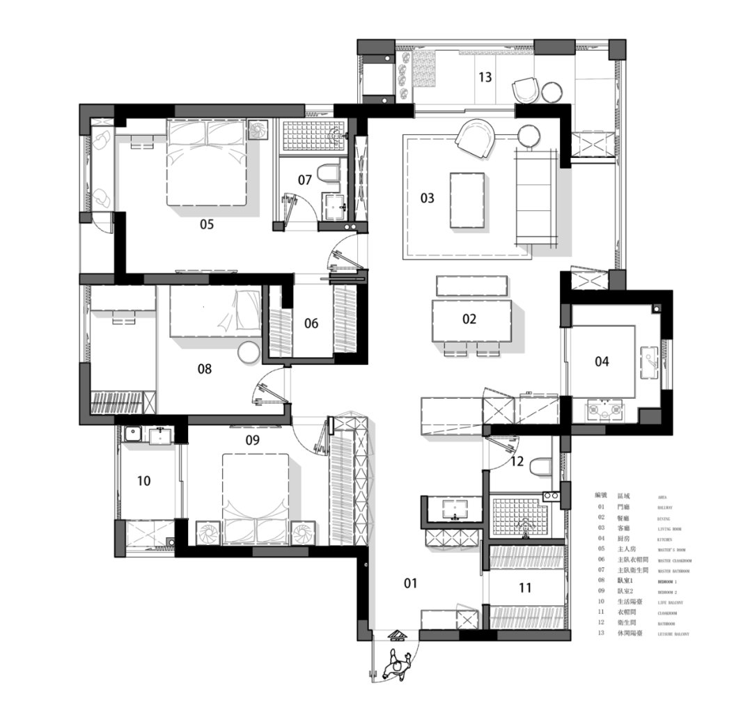 家具|150㎡现代极简，净白空间+木质感，布置黑色家具，效果很高级