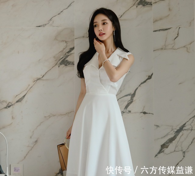 时尚|孙允珠时尚穿搭简约怀旧风清纯连衣裙,显得整个人时尚优雅