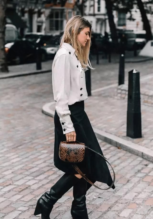 最近火了一条裙子叫：“呢子裙”，时髦显瘦，配大衣羽绒服就很美