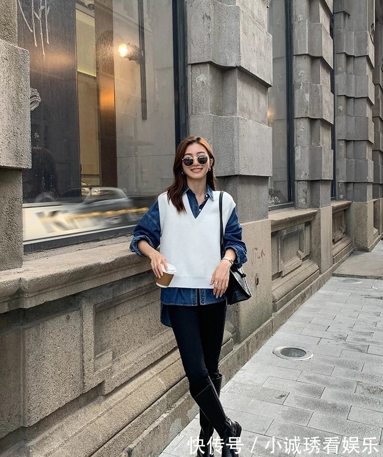 t恤|入秋后穿衣的高级感是“马甲”给的，搭配T恤衬衫都好看，很实用