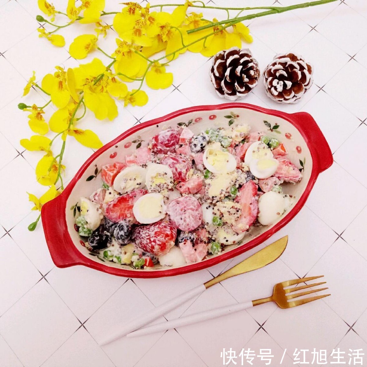 蓝莓|水果蔬菜一起拌，加入低热量主食，减肥瘦身的好选择