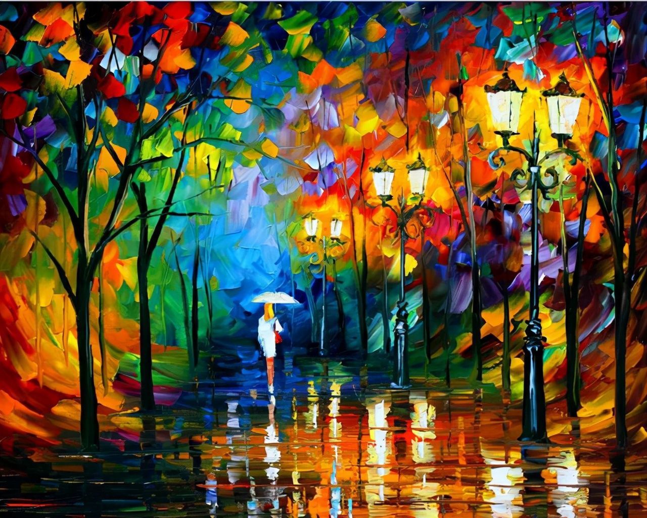 leonidafremov&现代印象以色列画家leonid afremov调色刀创作的缤纷炫丽油画